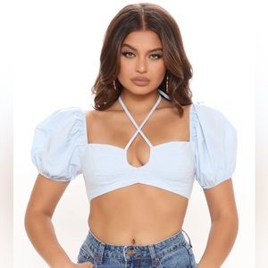 FashionNova Puff Sleeve Crop Top